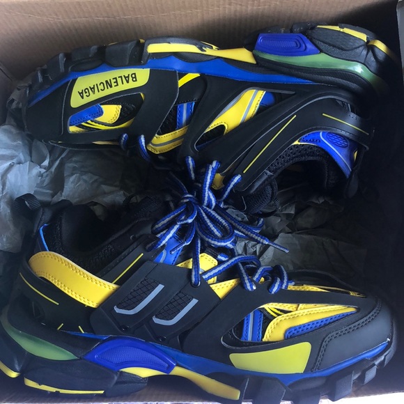 blue and yellow balenciaga track